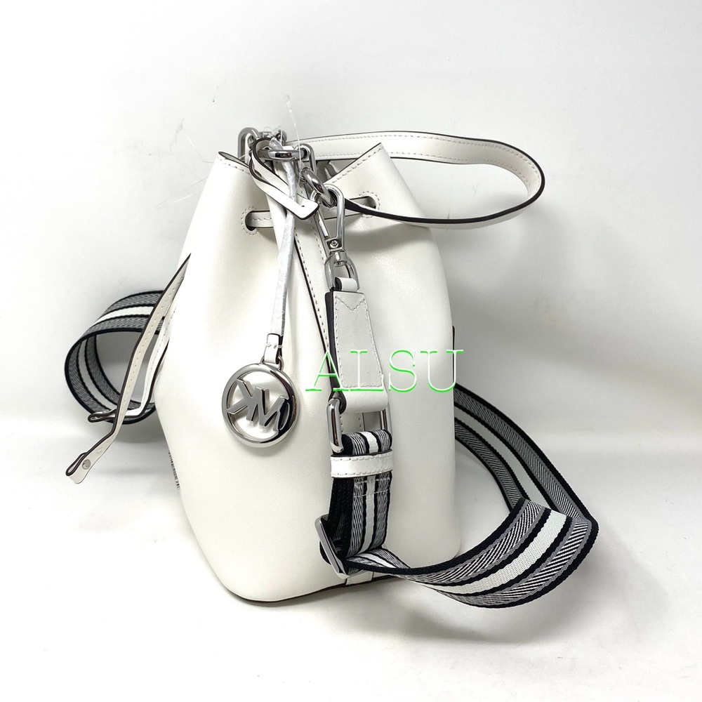 Michael Kors Medium Bucket Leathe Bag Optic White - Picture 2 of 7